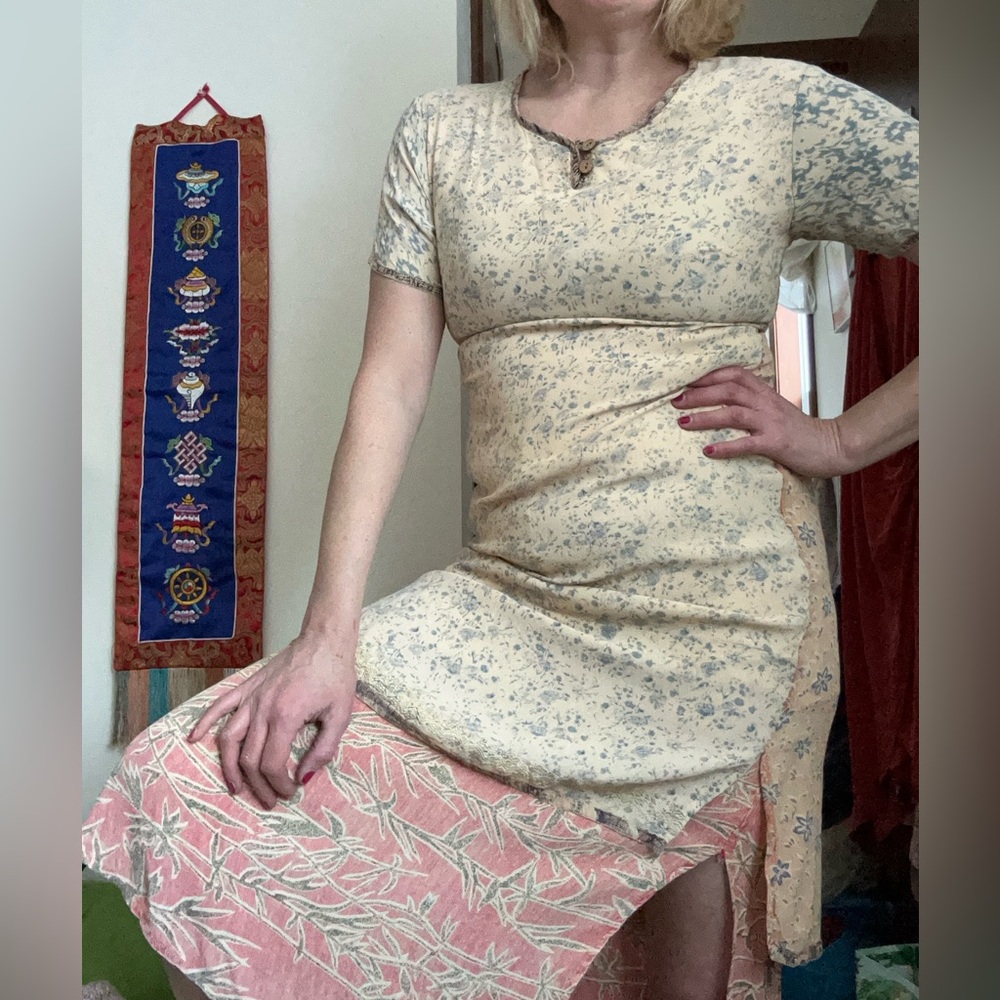 Mari☀️Sol rayon kaftan rayon dress patchwork body length soft and